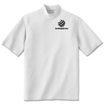 White Mock Neck Shirt w/ Black Embroidered Logo